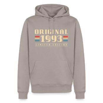 Geboren 1993 Jahrgang 30er Vintage Geburtstag - Männer Premium Bio Hoodie - Taupe - Vorne - Nico (187cm)