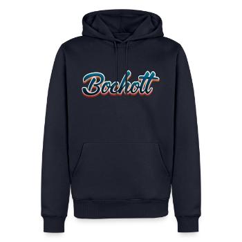 Bocholt 3D Schrift - Männer Premium Bio Hoodie - Navy - Vorne - Nico (187cm)