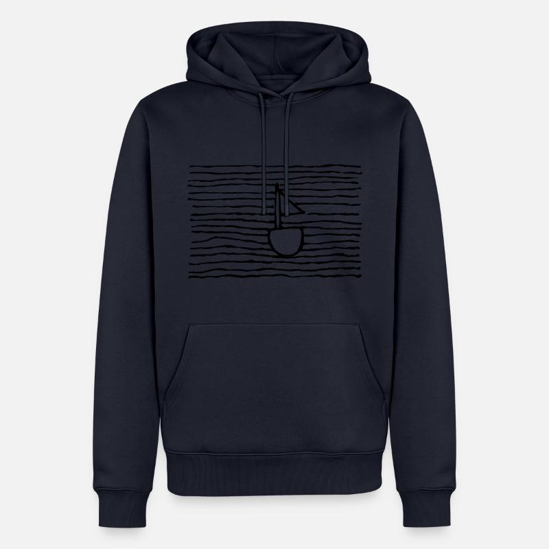 Bateau dans la mer - Sweat à capuche Premium bio Homme - bleu marine