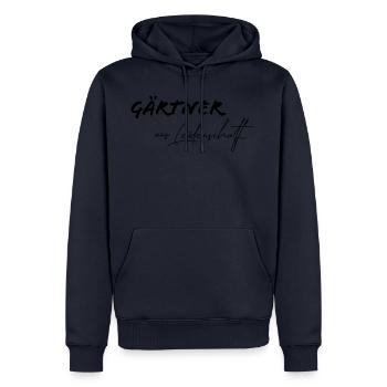 Gärtner aus Leidenschaft, Designfarbe editierbar - Männer Premium Bio Hoodie - Navy - Vorne - Nico (187cm)