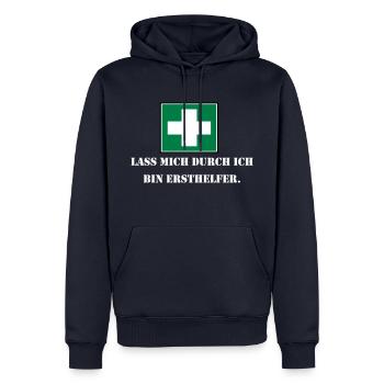 Lass mich durch ich bin Ersthelfer (weiß) - Männer Premium Bio Hoodie - Navy - Vorne - Nico (187cm)