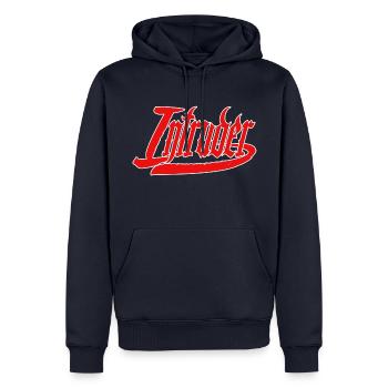 intrus hacker intrus clan sticker ordinateur - Sweat à capuche Premium bio Homme - bleu marine - Devant - Nico (187cm)
