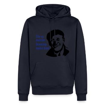 elle va marcher beaucoup moins bien! - Sweat à capuche Premium bio Homme - bleu marine - Devant - Nico (187cm)