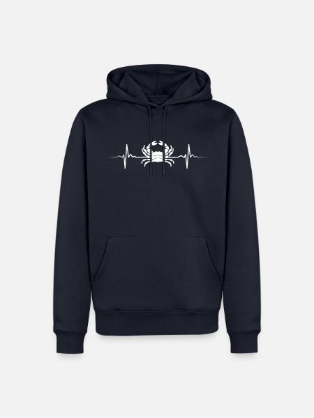 Krebs Herzschlag EKG Krebstier Krabbe Meerestiere - Männer Premium Bio Hoodie - Navy