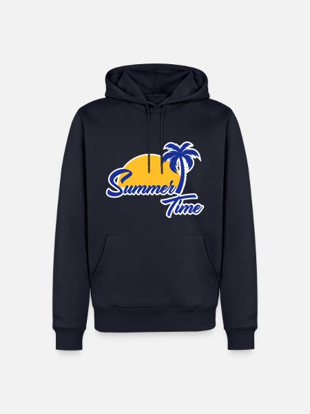 Été été palmier plage été mer - Sweat à capuche Premium bio Homme - bleu marine