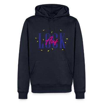 Auf Lock - Männer Premium Bio Hoodie - Navy - Vorne - Nico (187cm)