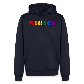 Mensch - grunge PRIDE Regenbogenfarben LGBTQ+ - Männer Premium Bio Hoodie - Navy - Vorne - Nico (187cm)