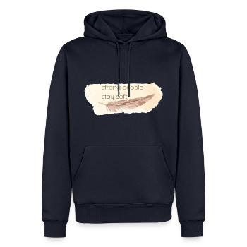 Strong people stay soft - Männer Premium Bio Hoodie - Navy - Vorne - Nico (187cm)