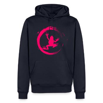 grenouille - Sweat à capuche Premium bio Homme - bleu marine - Devant - Nico (187cm)