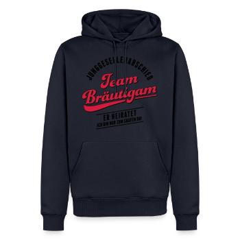 Équipe de mariés pour enterrement de vie de garçon - Sweat à capuche Premium bio Homme - bleu marine - Devant - Nico (187cm)