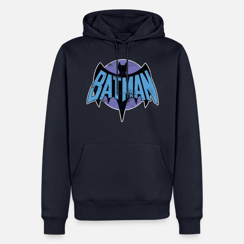 DC Comics Batman Logo Rétro Look Usé - Sweat à capuche Premium bio Homme - bleu marine