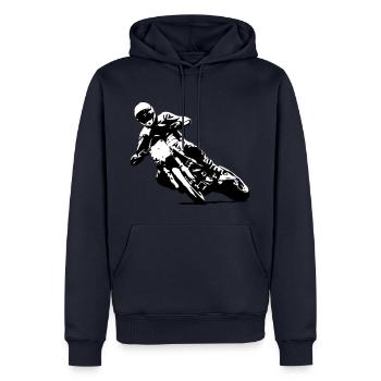 Supermoto - Supermotard - Sweat à capuche Premium bio Homme - bleu marine - Devant - Nico (187cm)