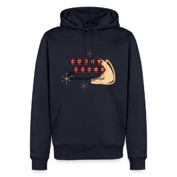Lucky Locke Atomic 4 - Männer Premium Bio Hoodie - Navy - Vorne - Nico (187cm)
