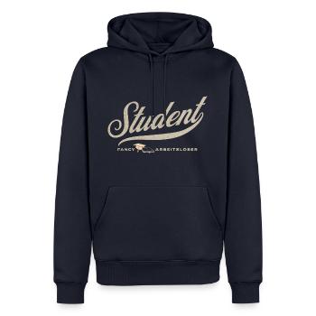 Student Vintage Humor Typografie - Männer Premium Bio Hoodie - Navy - Vorne - Nico (187cm)