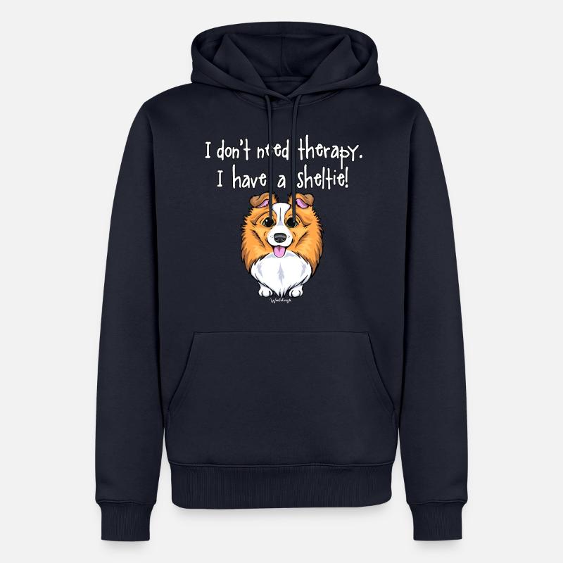 Sheltie Hundetherapie 2 - Männer Premium Bio Hoodie - Navy
