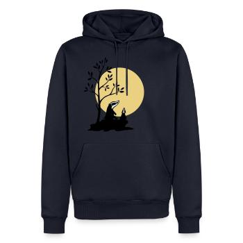 Dachs im Mondlicht - Männer Premium Bio Hoodie - Navy - Vorne - Nico (187cm)