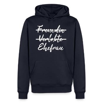Nicht Freundin, sondern Ehefrau - Geschenkidee - Männer Premium Bio Hoodie - Navy - Vorne - Nico (187cm)