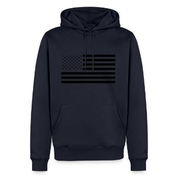 USA America flag États-Unis d'Amérique - Sweat à capuche Premium bio Homme - bleu marine - Devant - Nico (187cm)
