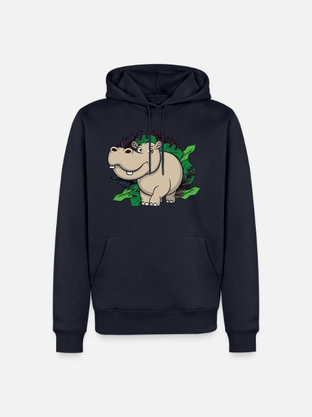 Dschungel Hippo, König des Dschungels - Männer Premium Bio Hoodie - Navy