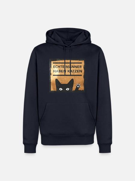 Echte Männer haben Katzen Geschenk - Männer Premium Bio Hoodie - Navy