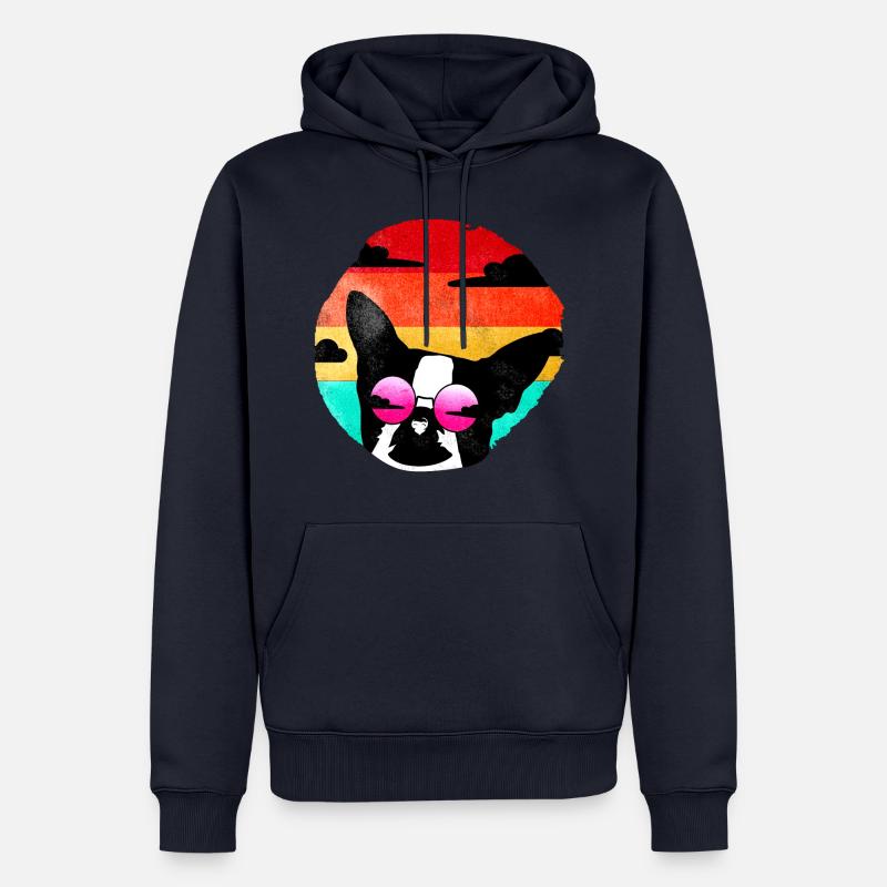 Retro Pit Bull Grafik Geschenk - Männer Premium Bio Hoodie - Navy