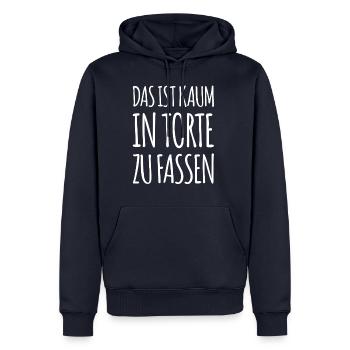 in Torte fassen - Männer Premium Bio Hoodie - Navy - Vorne - Nico (187cm)