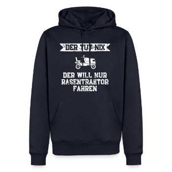 Rasen mähen / Garten Geschenkidee - Männer Premium Bio Hoodie - Navy - Vorne - Nico (187cm)