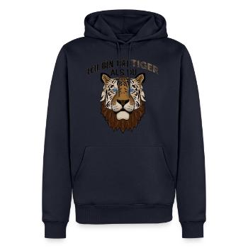 Ich bin BärTiger als du - Männer Premium Bio Hoodie - Navy - Vorne - Nico (187cm)