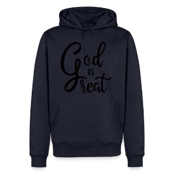 DIEU EST GRAND DIEU EST GRANDE RELIGION CHRÉTIENNE - Sweat à capuche Premium bio Homme - bleu marine - Devant - Nico (187cm)