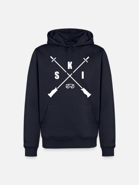 S K I (Ski-white) - Männer Premium Bio Hoodie - Navy