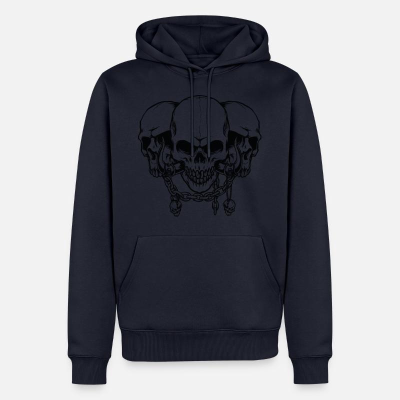 Tête de mort, têtes de mort Avec chaînes - Sweat à capuche Premium bio Homme - bleu marine