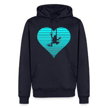 grenouille - Sweat à capuche Premium bio Homme - bleu marine - Devant - Nico (187cm)