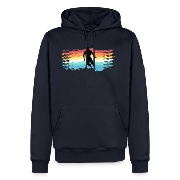Fussball - Männer Premium Bio Hoodie - Navy - Vorne - Nico (187cm)