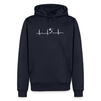 CADEAU - ECG COEUR EN LIGNE DISCO BALL STARS Blanc - Sweat à capuche Premium bio Homme - bleu marine - Devant - Nico (187cm)