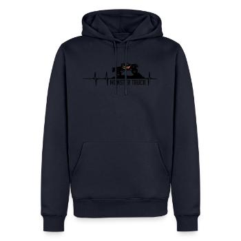 camion monstre - Sweat à capuche Premium bio Homme - bleu marine - Devant - Nico (187cm)