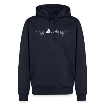 Herzschlag Berge Fahrrad - Männer Premium Bio Hoodie - Navy - Vorne - Nico (187cm)