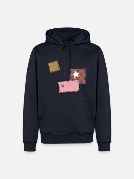 Flicken Reparatur Patchwork Stern Nähen Naht Nadel - Männer Premium Bio Hoodie - Navy