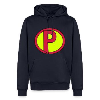 Super, Superheld, Superheldin, Hero, P - Sweat à capuche Premium bio Homme - bleu marine - Devant - Nico (187cm)