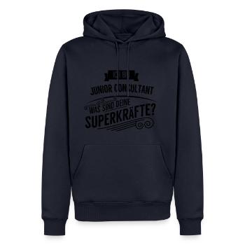 Junior Consultant - Männer Premium Bio Hoodie - Navy - Vorne - Nico (187cm)