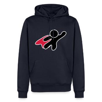 Superhero - Sweat à capuche Premium bio Homme - bleu marine - Devant - Nico (187cm)