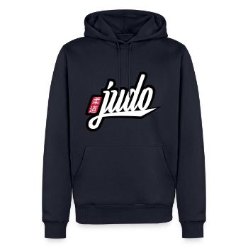 judo - Sweat à capuche Premium bio Homme - bleu marine - Devant - Nico (187cm)