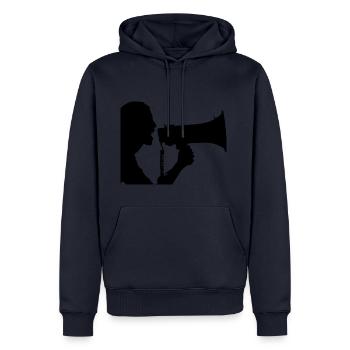 Megaphon - Männer Premium Bio Hoodie - Navy - Vorne - Nico (187cm)