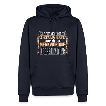 Physiotherapeut Flirten - Männer Premium Bio Hoodie - Navy - Vorne - Nico (187cm)