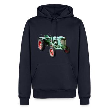 tracteurs Guldner - Sweat à capuche Premium bio Homme - bleu marine - Devant - Nico (187cm)