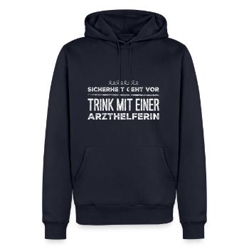 Arzthelferin T-Shirt Geschenk - Männer Premium Bio Hoodie - Navy - Vorne - Nico (187cm)