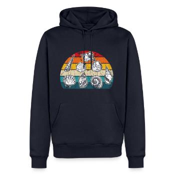 Vintage Retro Seashells - Männer Premium Bio Hoodie - Navy - Vorne - Nico (187cm)