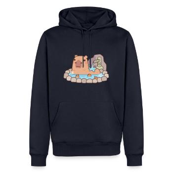 Cute Capybara Chilling In Hot Spring Onsen - Men’s Premium Organic Hoodie - navy - Front - Nico (187cm)