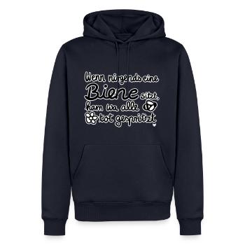 Bienen tot gespritzt – Bienenschutz Geschenkidee - Männer Premium Bio Hoodie - Navy - Vorne - Nico (187cm)