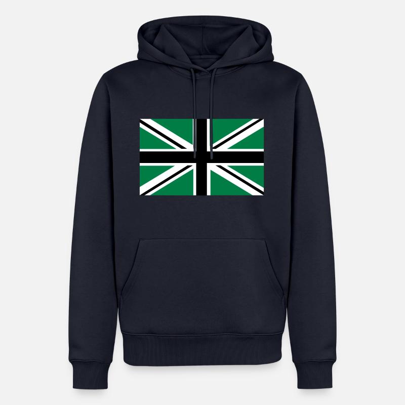 Union Jack | noir-blanc-vert | bannière | drapeau - Sweat à capuche Premium bio Homme - bleu marine