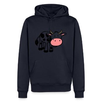 Kuh - Männer Premium Bio Hoodie - Navy - Vorne - Nico (187cm)